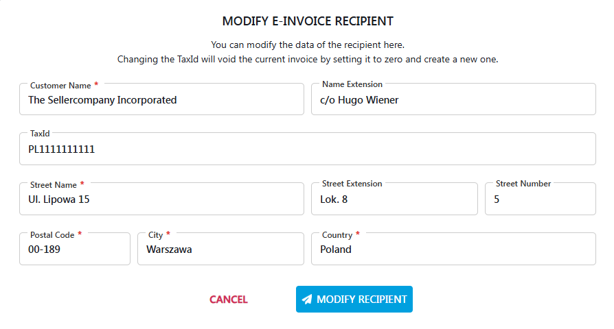 E-Invoicing List